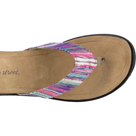 Easy Street Stevie Women’ Flip Flop Sandals Striped Metallic Purple sz 10 - Picture 5 of 9